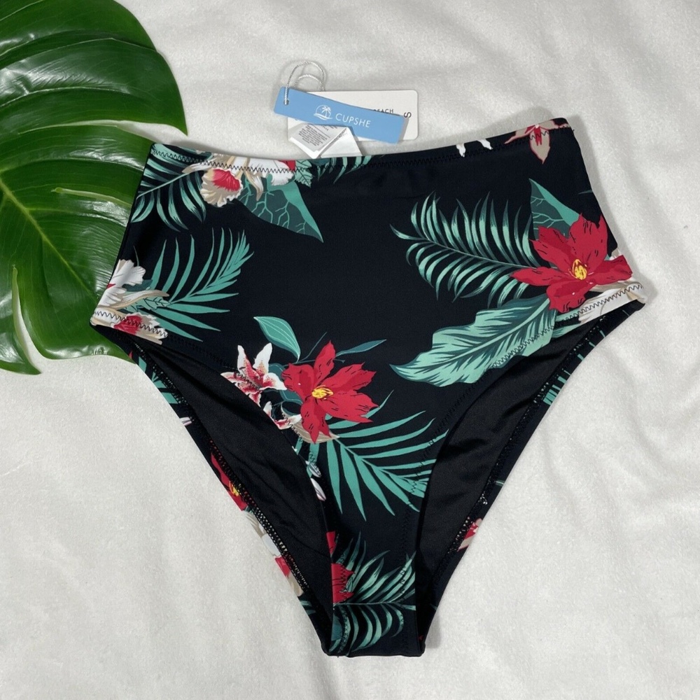 NWT Cupshe [ SZ Small ]‎ High Waist Floral Bikini Bottoms